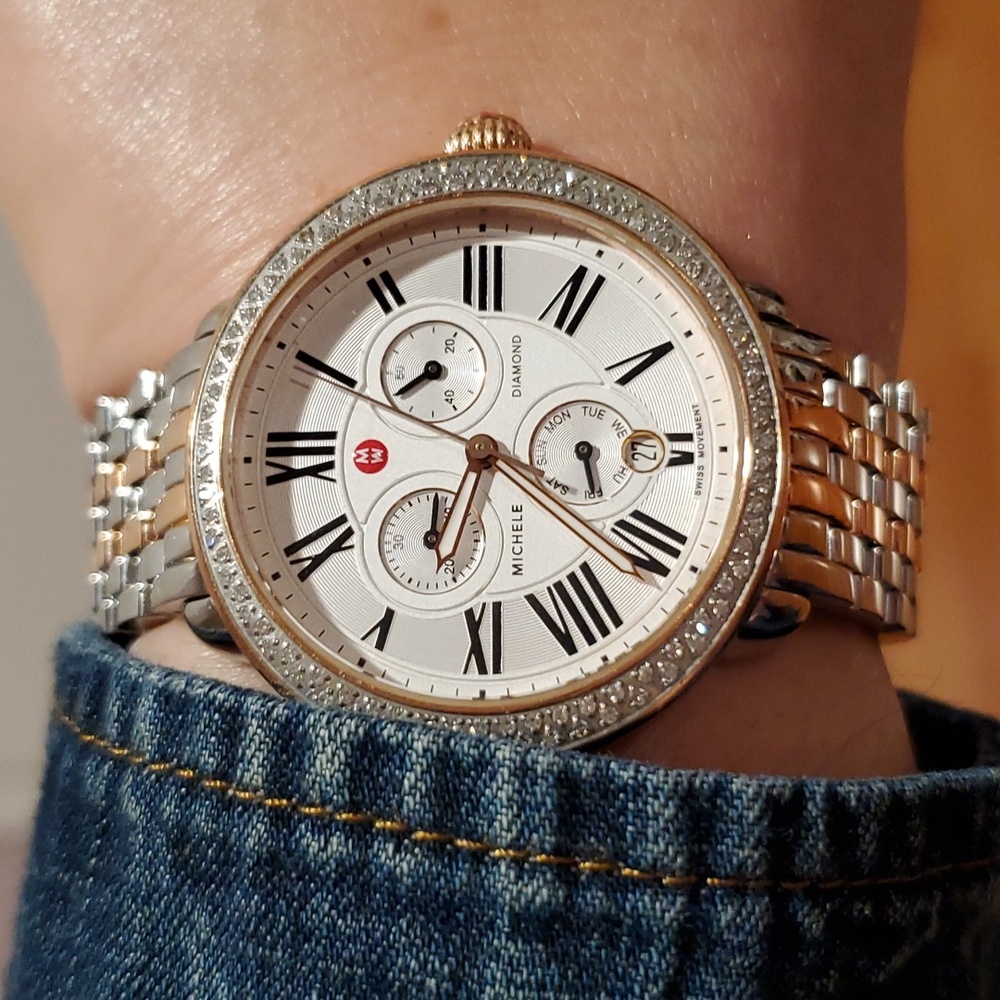 Michele Serein Diamond Two Tone Watch